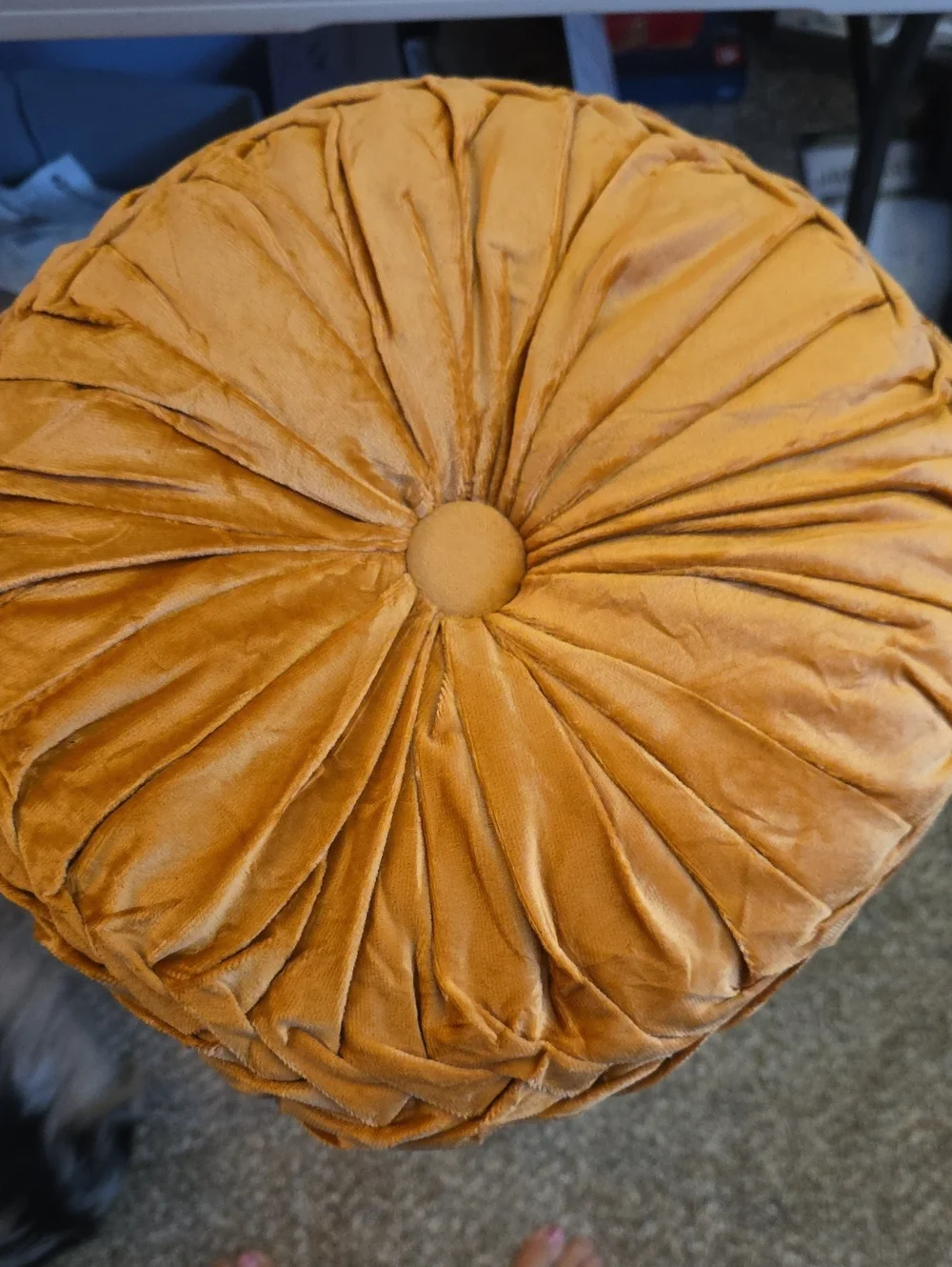 Round Velvet Accent Pillow - Mustard Yellow